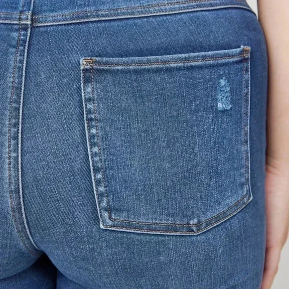 SPANX Distressed Ankle Skinny Jeans, Medium Wash - Picture 4 of 8